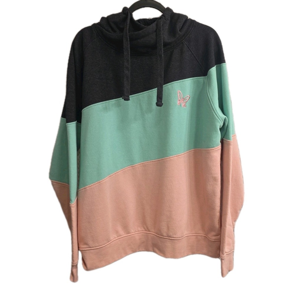 Dollywood‎ Hoodie Sweatshirt XXL Pink Turquoise Butterfly Dolly Parton EXCELLENT